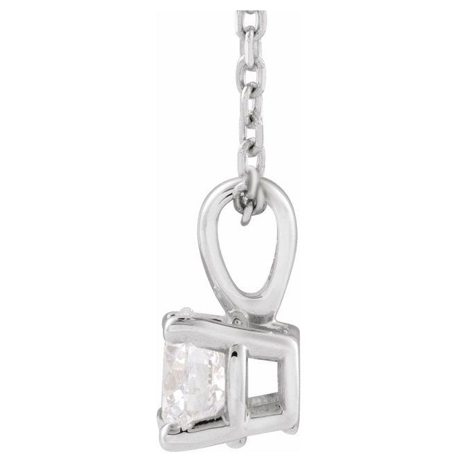 14K Yellow Or White Gold Round Vs, F+ Polished Lab-Grown Diamond Solitaire 4-Prong 18" Necklace 1.3Mm With Lobster Clasp