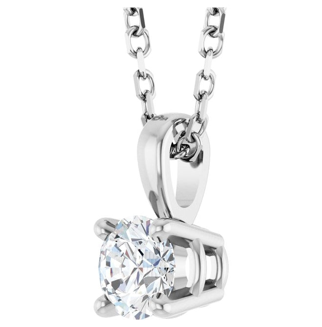 14K Yellow Or White Gold Round Si1-Si2, G-H Polished Lab-Grown Diamond 18" Necklace 1Mm With Spring Ring