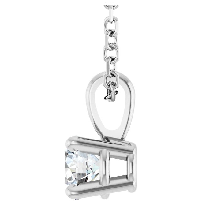 14K Yellow Or White Gold Round I1, G-H Polished Natural Diamond 18" Necklace 1Mm With Spring Ring