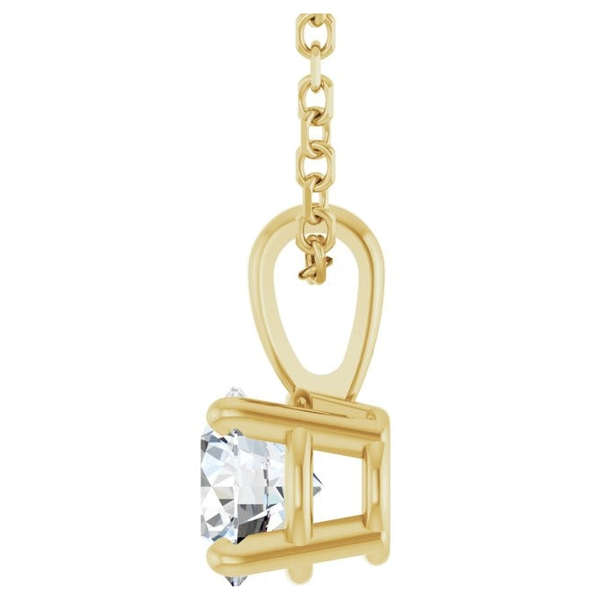 14K Yellow Or White Gold Round Si1-Si2, G-H Polished Lab-Grown Diamond 18" Necklace 1Mm With Spring Ring