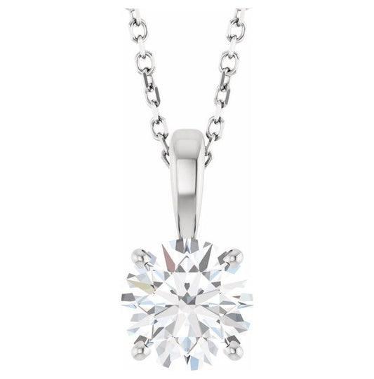 14K Yellow Or White Gold Round Si1-Si2, G-H Polished Lab-Grown Diamond 18" Necklace 1.5Mm With Lobster Clasp