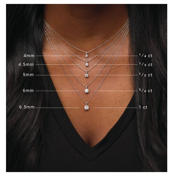 14K Yellow Or White Gold Round  Si1-Si2, G-H Polished Lab-Grown Diamond 18" Necklace 1Mm With Lobster Clasp