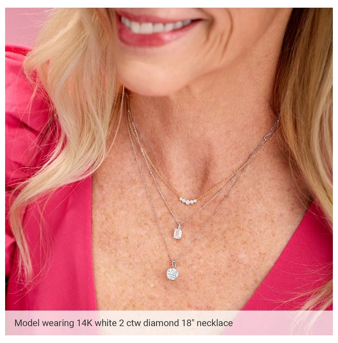 14K Yellow Or White Gold Round Si1-Si2, G-H Polished Lab-Grown Diamond 18" Necklace 1.5Mm With Lobster Clasp