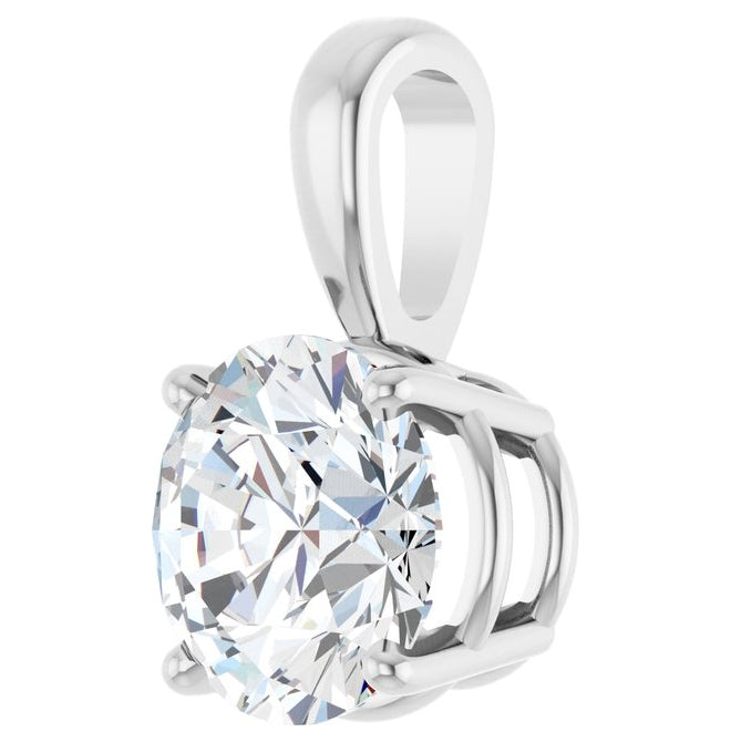 14K Yellow Or White Gold Round  Vs, F-G Polished Lab-Grown Diamond 4-Prong Solitaire Pendant