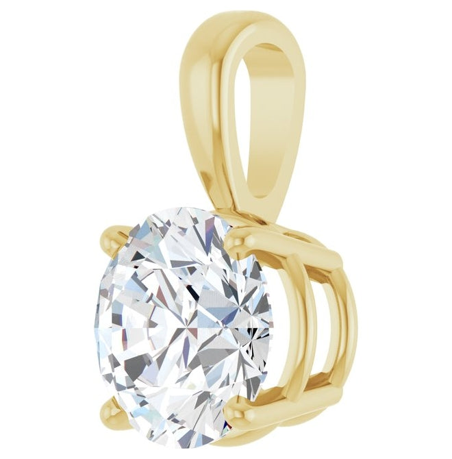 14K Yellow Or White Gold Round  Vs, F-G Polished Lab-Grown Diamond 4-Prong Solitaire Pendant