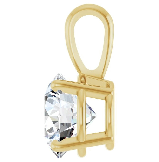 14K Yellow Or White Gold Round  Vs, F-G Polished Lab-Grown Diamond 4-Prong Solitaire Pendant