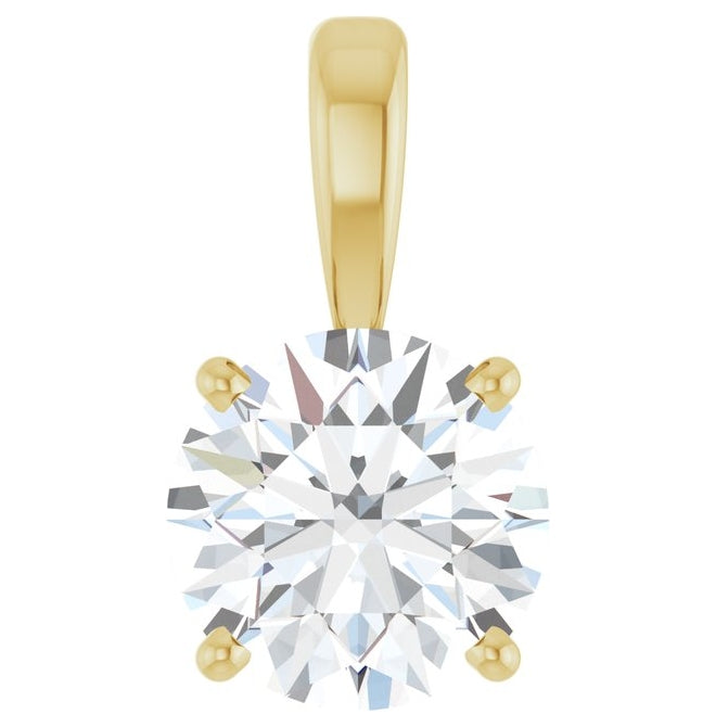 14K Yellow Or White Gold Round  Vs, F-G Polished Lab-Grown Diamond 4-Prong Solitaire Pendant
