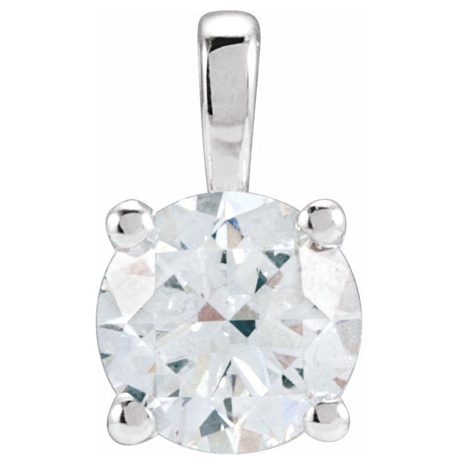 14K Yellow Or White Gold Round  Vs, F-G Polished Lab-Grown Diamond 4-Prong Solitaire Pendant