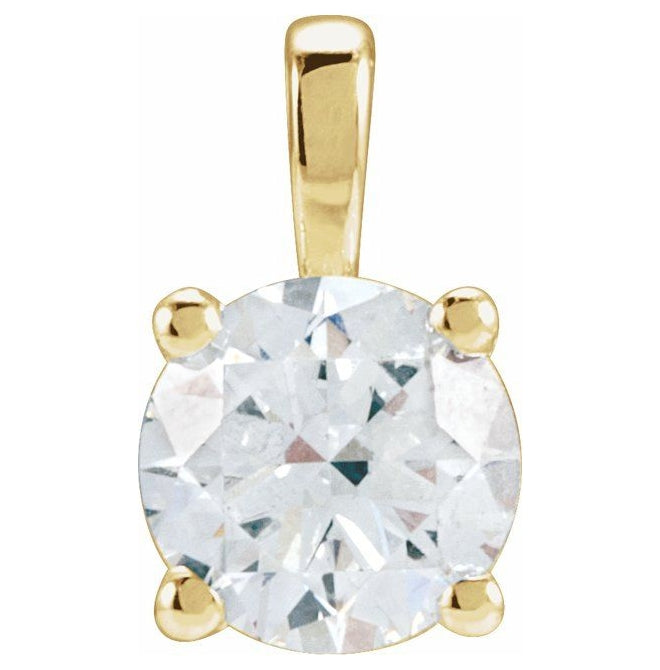 14K Yellow Or White Gold Round  Vs, F-G Polished Lab-Grown Diamond 4-Prong Solitaire Pendant
