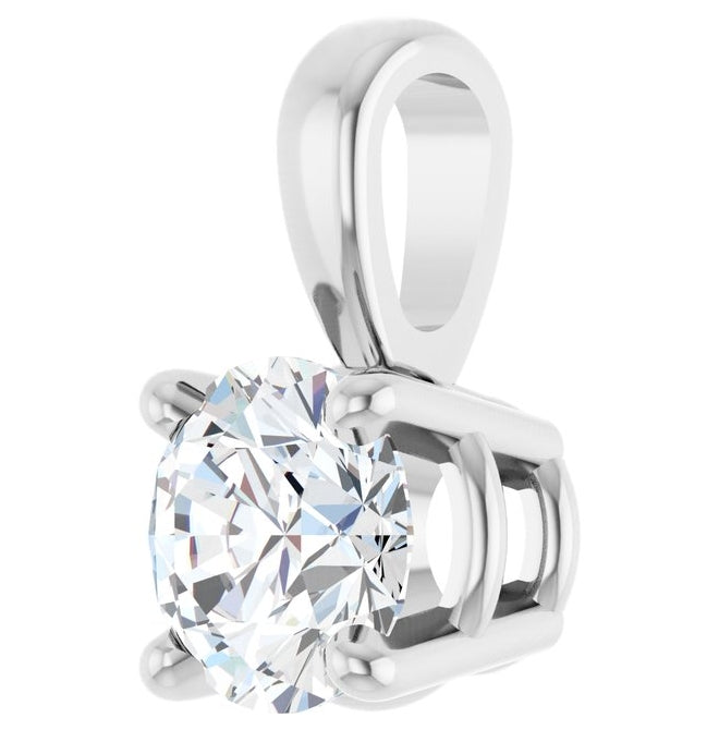 14K Yellow Or White Gold Round  Vs, F-G Polished Lab-Grown Diamond 4-Prong Solitaire Pendant