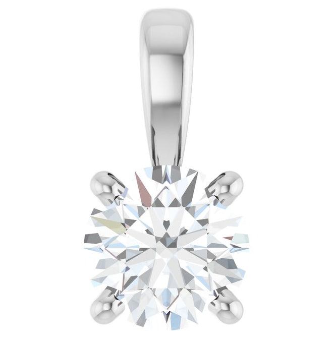 14K Yellow Or White Gold Round  Vs, F-G Polished Lab-Grown Diamond 4-Prong Solitaire Pendant
