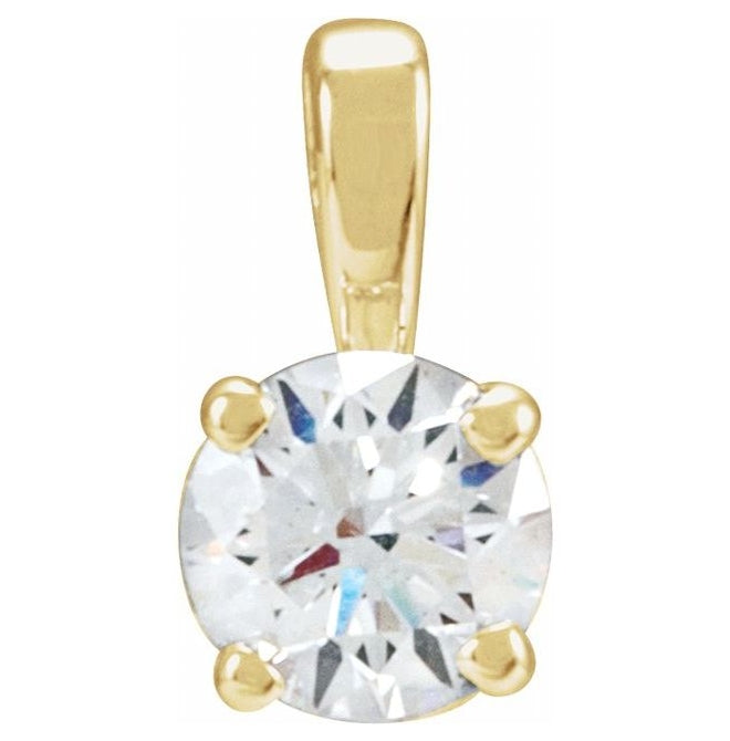 14K Yellow Or White Gold Round  Vs, F-G Polished Lab-Grown Diamond 4-Prong Solitaire Pendant