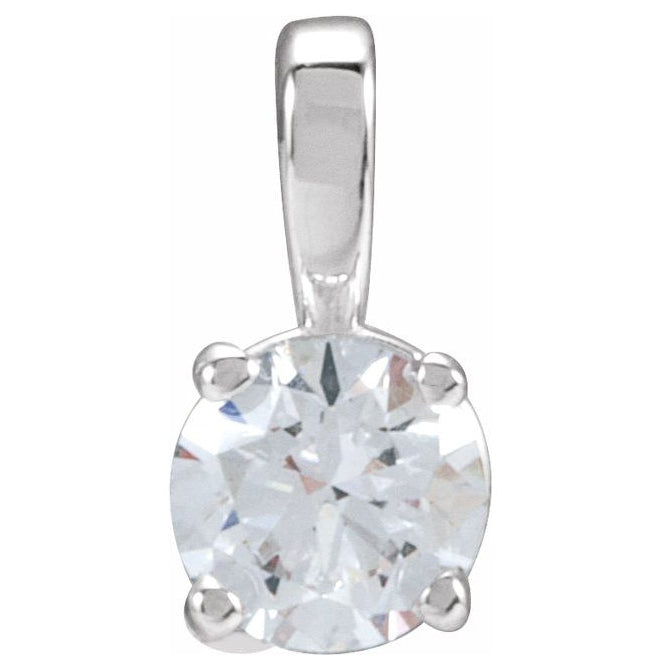 14K Yellow Or White Gold Round  Vs, F-G Polished Lab-Grown Diamond 4-Prong Solitaire Pendant