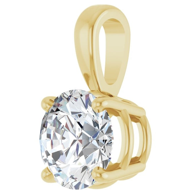 14K Yellow Or White Gold Round  Vs, F-G Polished Lab-Grown Diamond 4-Prong Solitaire Pendant