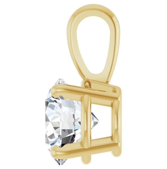 14K Yellow Or White Gold Round  Vs, F-G Polished Lab-Grown Diamond 4-Prong Solitaire Pendant
