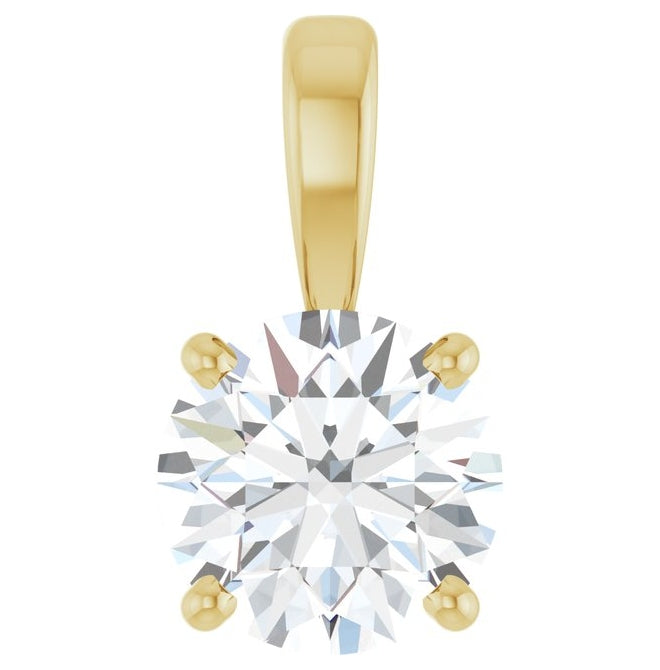 14K Yellow Or White Gold Round  Vs, F-G Polished Lab-Grown Diamond 4-Prong Solitaire Pendant