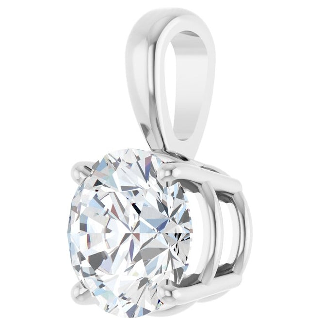 14K Yellow Or White Gold Round  Vs, F-G Polished Lab-Grown Diamond 4-Prong Solitaire Pendant