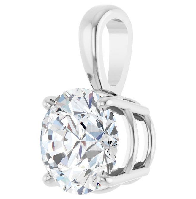 14K Yellow Or White Gold Round  Vs, F-G Polished Lab-Grown Diamond 4-Prong Solitaire Pendant