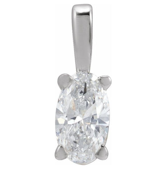 14K Yellow Or White Gold Oval 5 X 3Mm I1, Ghi Polished 1/4 Ct Natural Diamond 4-Prong Pendant