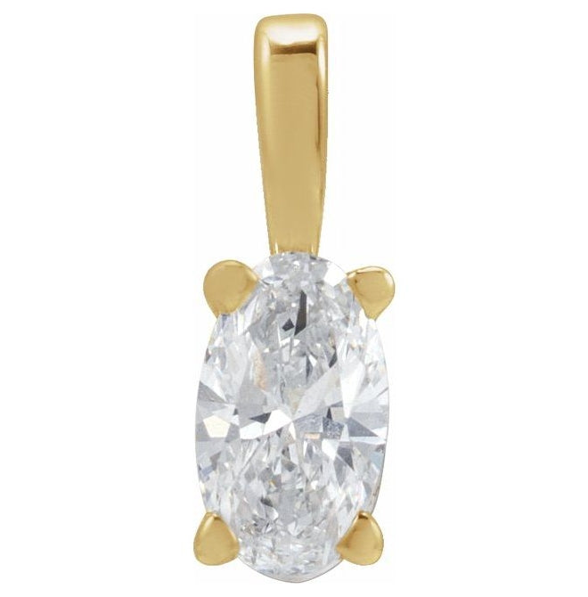 14K Yellow Or White Gold Oval 5 X 3Mm Vs, Fg Polished 1/5 Ct Lab-Grown Diamond 4-Prong Pendant