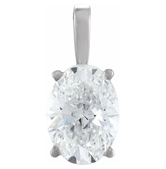 14K Yellow Or White Gold Oval 8 X 6Mm Vs, Fg Polished 1 Ct Lab-Grown Diamond 4-Prong Pendant