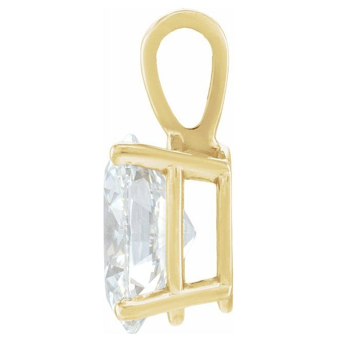 14K Yellow Or White Gold Oval 8 X 6Mm Vs, Fg Polished 1 Ct Lab-Grown Diamond 4-Prong Pendant