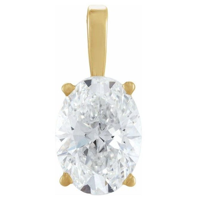 14K Yellow Or White Gold Oval 8 X 6Mm Vs, Fg Polished 1 Ct Lab-Grown Diamond 4-Prong Pendant