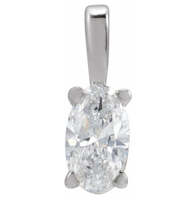 14K Yellow Or White Gold Oval 5 X 3Mm Vs, Fg Polished 1/5 Ct Lab-Grown Diamond 4-Prong Pendant
