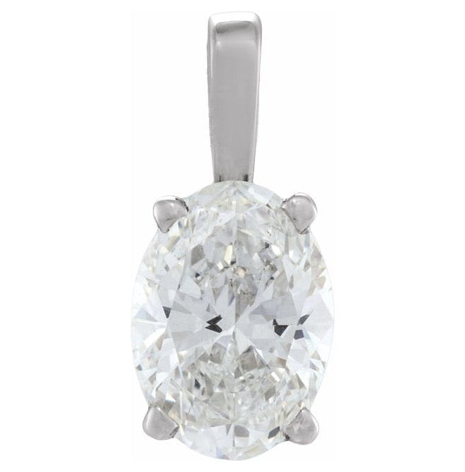 14K Yellow Or White Gold Oval 6 X 4Mm Vs, Fg Polished 1/2 Ct Lab-Grown Diamond 4-Prong Pendant