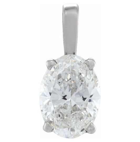 14K Yellow Or White Gold Oval 6 X 4Mm Vs, Fg Polished 1/2 Ct Lab-Grown Diamond 4-Prong Pendant