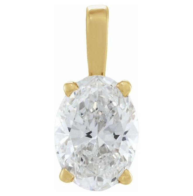 14K Yellow Or White Gold Oval 6 X 4Mm Vs, Fg Polished 1/2 Ct Lab-Grown Diamond 4-Prong Pendant