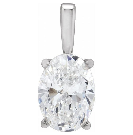 14K Yellow Or White Gold Oval 7 X 5Mm Vs, Fg Polished 3/4 Ct Lab-Grown Diamond 4-Prong Pendant