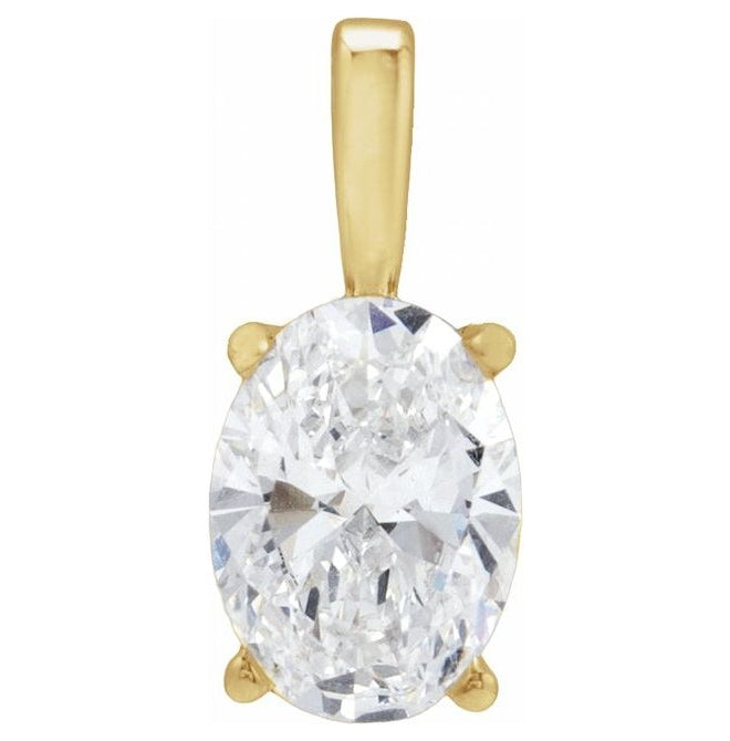 14K Yellow Or White Gold Oval 7 X 5Mm Vs, Fg Polished 3/4 Ct Lab-Grown Diamond 4-Prong Pendant