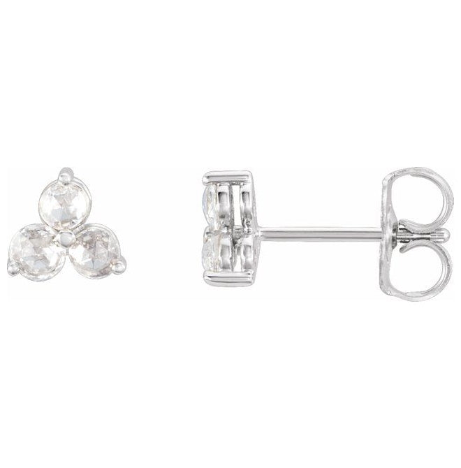 14K White Gold 1/8 CTW Natural Diamond Three-Stone Earrings