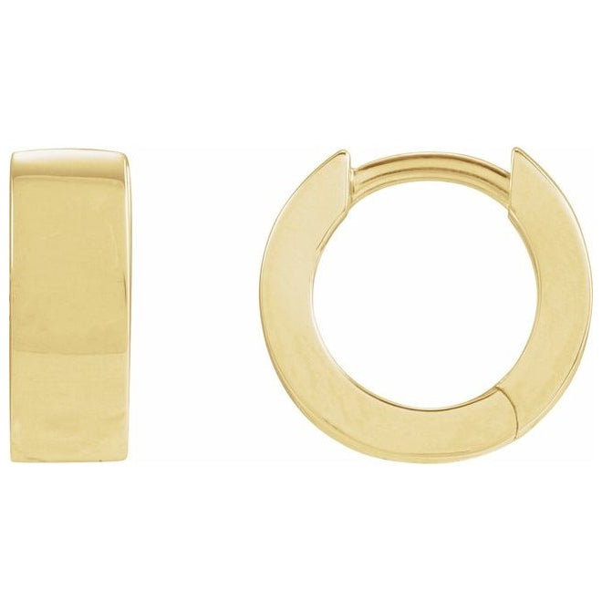 14K Yellow Gold 11.5 Mm x 4 Mm Each Hinged Polished Hinged Earring