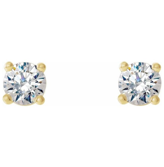 14K Yellow Gold  Round Pair 3.2Mm Si2-Si3, G-H Friction Backs  4-Prong Polished 1/4 Ctw Natural Diamond 4-Prong Cocktail-Style Earrings