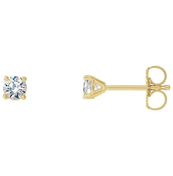 14K Yellow Gold  Round Pair 3.2Mm Si2-Si3, G-H Friction Backs  4-Prong Polished 1/4 Ctw Natural Diamond 4-Prong Cocktail-Style Earrings