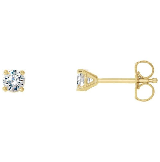 14K Yellow Gold  Round Pair 3.2Mm Si2-Si3, G-H Friction Backs  4-Prong Polished 1/4 Ctw Natural Diamond 4-Prong Cocktail-Style Earrings