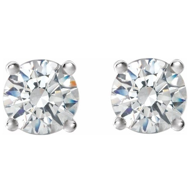 14K White Gold  Round Pair 5 Mm Si2-Si3, G-H Friction Backs  4-Prong Polished 1 Ctw Natural Diamond 4-Prong Cocktail-Style Earrings
