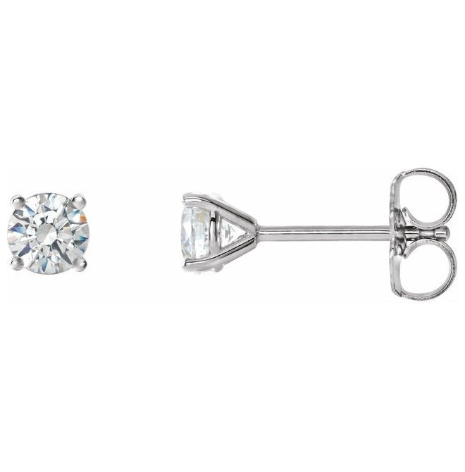 14K White Gold  Round Pair 5 Mm Si2-Si3, G-H Friction Backs  4-Prong Polished 1 Ctw Natural Diamond 4-Prong Cocktail-Style Earrings