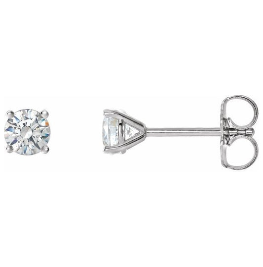 14K White Gold  Round Pair 5 Mm Si2-Si3, G-H Friction Backs  4-Prong Polished 1 Ctw Natural Diamond 4-Prong Cocktail-Style Earrings