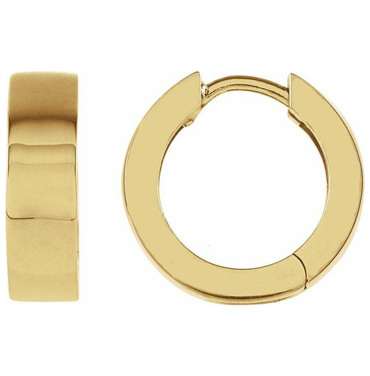 18K Yellow Gold 14.5 Mm x 4.3 Mm Each Polished Hinged Earrings