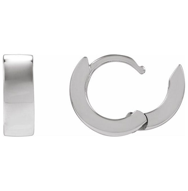 14K Yellow Gold Or Sterling Silver 12 Mm x 4.3 Mm Pair Polished Hinged Hoop Earrings