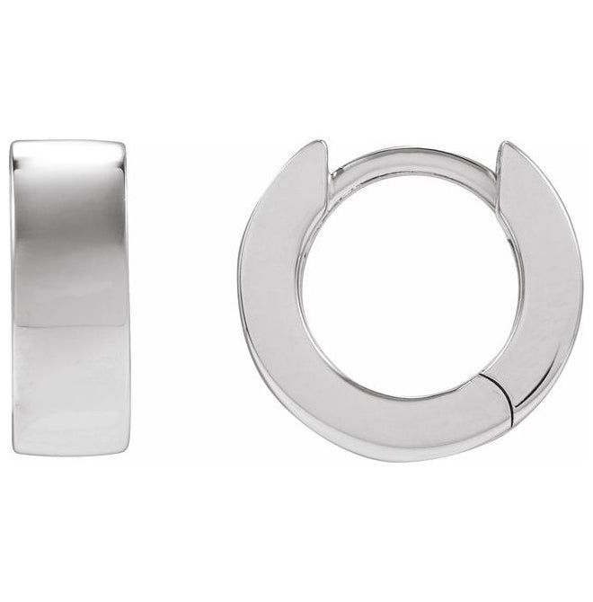 14K Yellow Gold Or Sterling Silver 12 Mm x 4.3 Mm Pair Polished Hinged Hoop Earrings