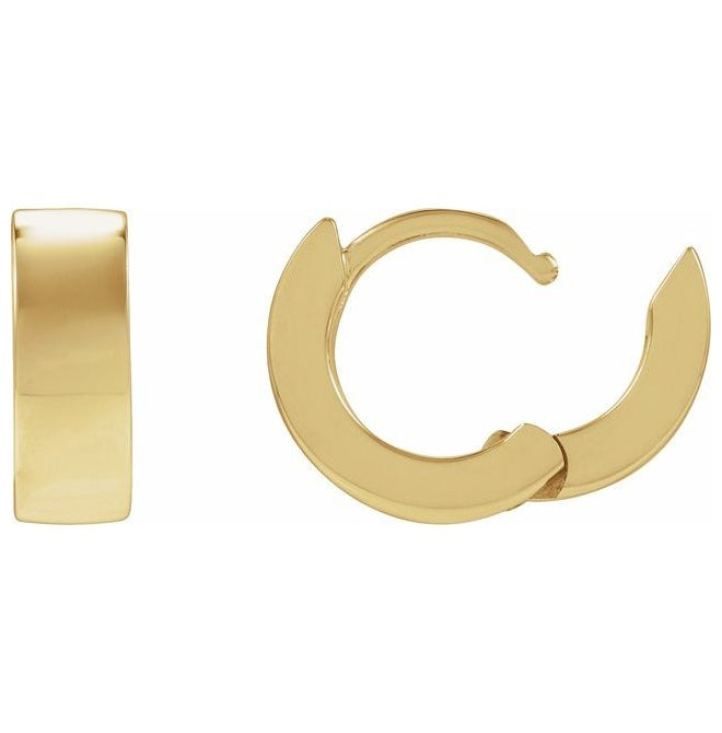 14K Yellow Gold Or Sterling Silver 12 Mm x 4.3 Mm Pair Polished Hinged Hoop Earrings