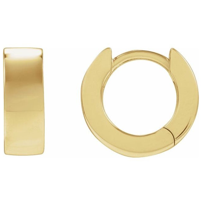 14K Yellow Gold Or Sterling Silver 12 Mm x 4.3 Mm Pair Polished Hinged Hoop Earrings