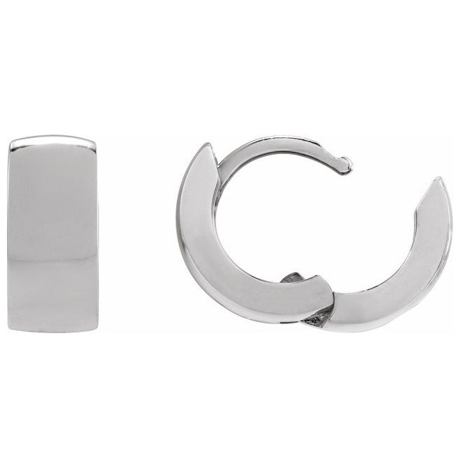 14K Yellow Or White Gold Or Sterling Silver 12 Mm x 5.2 Mm Pair Polished Hinged Hoop Earrings