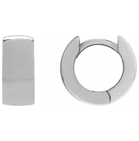 14K Yellow Or White Gold Or Sterling Silver 12 Mm x 5.2 Mm Pair Polished Hinged Hoop Earrings