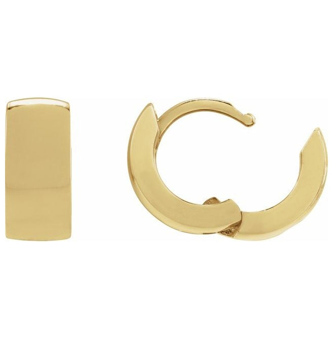 14K Yellow Or White Gold Or Sterling Silver 12 Mm x 5.2 Mm Pair Polished Hinged Hoop Earrings