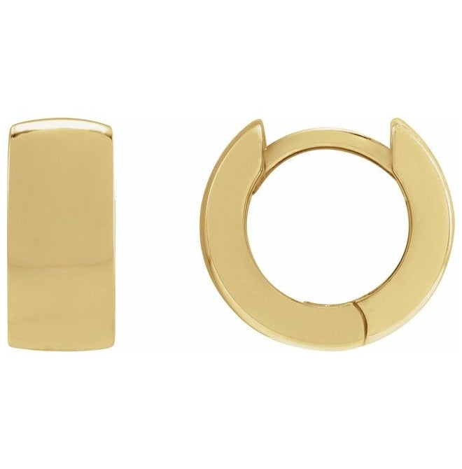 14K Yellow Or White Gold Or Sterling Silver 12 Mm x 5.2 Mm Pair Polished Hinged Hoop Earrings